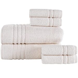 hammam linen bath sheet towels 6 pieces bundle | includes: 2 luxury bath sheet towels, 4 hand towels | quality, soft towel set | sea salt
