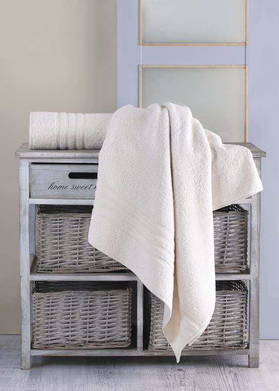 Hammam Linen Bath Sheet Towels 6 Pieces Bundle | Includes: 2 Luxury Bath Sheet Towels, 4 Hand Towels | Quality, Soft Towel Set | Sea Salt