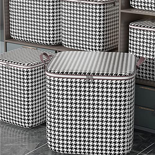 Lopunny Upgrad Clothes Storage Box Wardrobe Sorting Storage Bag Bins Stackable Foldable Organizer, 2 Sturdy Handles Grip for Clothing Bedding Shelves,Closet Container with Zipper for Trip (L)