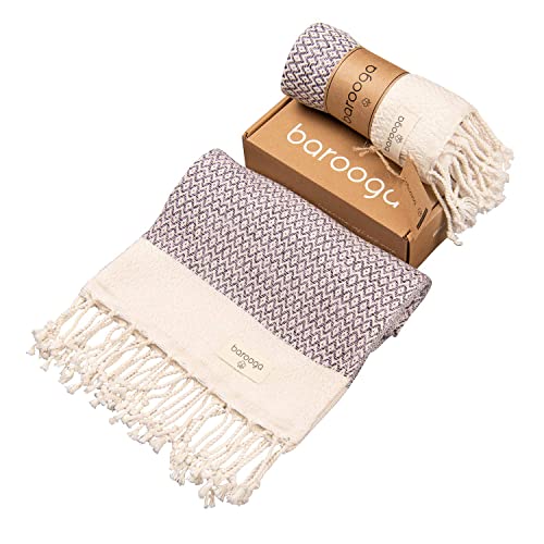 BAROOGA Turkish Hand Towel (Set of 2) for Kitchen and Bathroom | Diamond Weave, 100% Cotton, 18 X 38 inches | Prewashed Peshtemal Towel for Face, Hand, Hair, Yoga, Dishcloth, Tea Towel