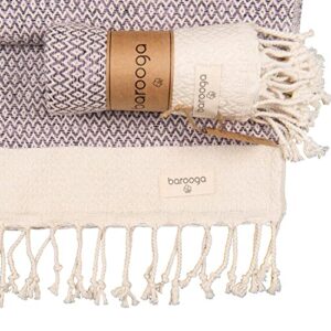 BAROOGA Turkish Hand Towel (Set of 2) for Kitchen and Bathroom | Diamond Weave, 100% Cotton, 18 X 38 inches | Prewashed Peshtemal Towel for Face, Hand, Hair, Yoga, Dishcloth, Tea Towel