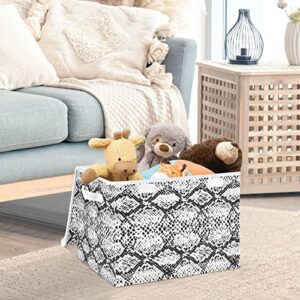 senya Large Storage Bins with Lids Large Closet Storage Bins Snake Skin Black and White, Foldable Fabric Storage Boxes with Handle for Home Bedroom Office(228vb9e)