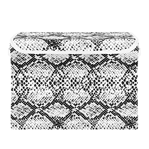 senya Large Storage Bins with Lids Large Closet Storage Bins Snake Skin Black and White, Foldable Fabric Storage Boxes with Handle for Home Bedroom Office(228vb9e)