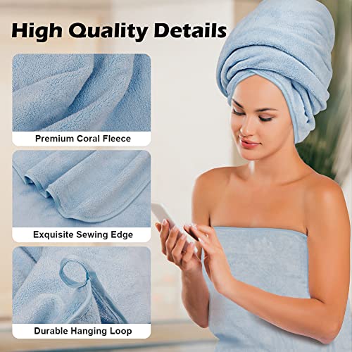 Orighty Bath Towels Set Pack of 2(27’’ x 54’’) - Soft Feel Bath Towel Sets, Highly Absorbent Microfiber Towels for Body, Quick Drying, Microfiber Bath Towels for Sport, Yoga, SPA, Fitness - Blue