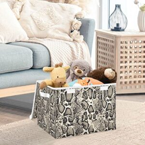 senya Large Storage Bins with Lids Large Closet Storage Bins Snake Skin Print, Foldable Fabric Storage Boxes with Handle for Home Bedroom Office(228vb9c1)