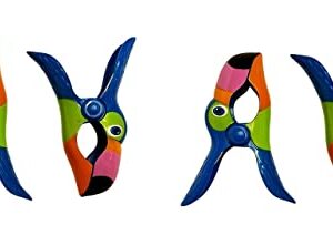 C&H Beach Tower Clips, Beach Towel Holders, Clips, Beach, Patio or Pool Accessories, Portable Towel Clips, Chip Clips, Secure Clips, Toucan Style (2 Set Per Order)