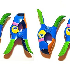 C&H Beach Tower Clips, Beach Towel Holders, Clips, Beach, Patio or Pool Accessories, Portable Towel Clips, Chip Clips, Secure Clips, Toucan Style (2 Set Per Order)