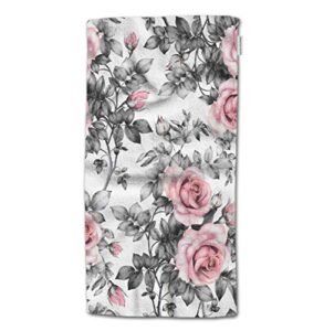 hgod designs hand towel rose,watercolor floral flower rose in pastel color pattern hand towel best for bathroom kitchen bath and hand towels 30" lx15 w