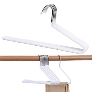 yqmy pants hangers slack/trousers hangers 10 pack, open ended design space saving slim strong and durable anti-rust chrome metal hangers (white heavy duty)
