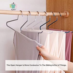 YQMY Pants Hangers Slack/Trousers Hangers 10 Pack, Open Ended Design Space Saving Slim Strong and Durable Anti-Rust Chrome Metal Hangers (White Heavy Duty)