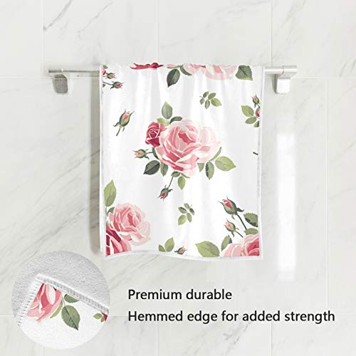 ALAZA Pink Rose Flowers Floral Ultra Soft Hand Towel for Face, Hand, Kitchen & Cleaning, 15 x 30 inch