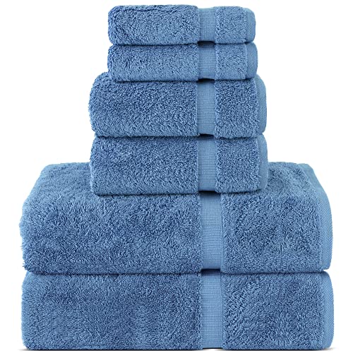 Chakir Turkish Linens Luxury Spa and Hotel Quality Premium Turkish Cotton 6-Piece Towel Set (2 x Bath Towels, 2 x Hand Towels, 2 x Washcloths)