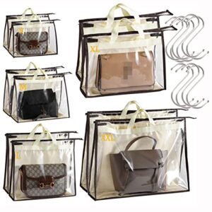 gvtsde 10pcs handbag storage organizer dust bags,clear dust xxl handbag storage with zipper,purse storage bag for closet storing handbags, wallets, scarves, clothes., x-large