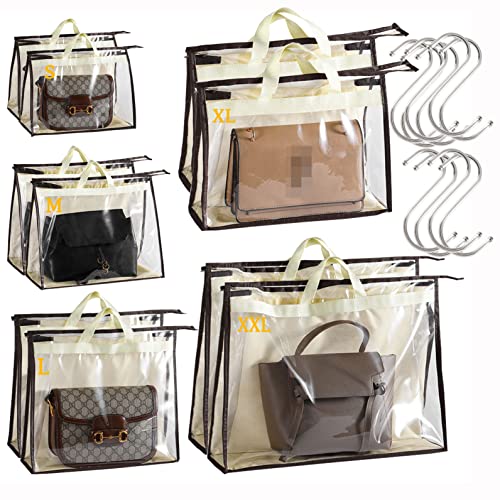 GVTSDE 10Pcs Handbag Storage Organizer Dust Bags,Clear Dust XXL Handbag Storage with Zipper,Purse Storage Bag for Closet Storing Handbags, Wallets, Scarves, Clothes., X-Large