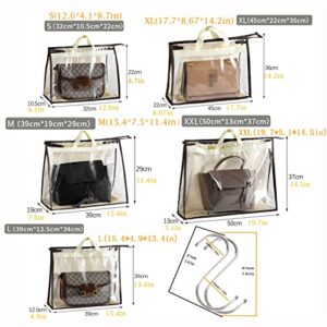 GVTSDE 10Pcs Handbag Storage Organizer Dust Bags,Clear Dust XXL Handbag Storage with Zipper,Purse Storage Bag for Closet Storing Handbags, Wallets, Scarves, Clothes., X-Large