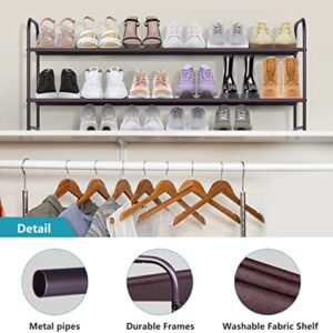 AOODA 3-Tier Long Shoe Rack for Closet Stackable Wide Shoe Shelf, 2 Tier Long Shoe Rack for Closet Wide Low Shoe Shelf, 2 Item Bundle