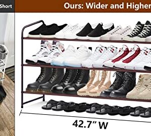 AOODA 3-Tier Long Shoe Rack for Closet Stackable Wide Shoe Shelf, 2 Tier Long Shoe Rack for Closet Wide Low Shoe Shelf, 2 Item Bundle