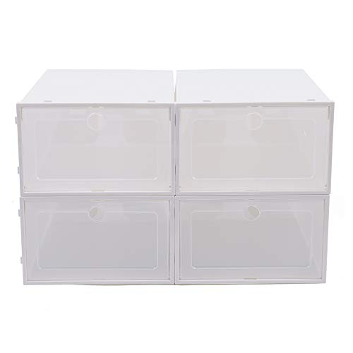 Foldable Shoe Box, 20/24Pcs Stackable Plastic Clear Shoe Storage Box,Storage Bins Shoe Container Home Organizer Rack Stack (24Pcs)