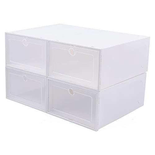 Foldable Shoe Box, 20/24Pcs Stackable Plastic Clear Shoe Storage Box,Storage Bins Shoe Container Home Organizer Rack Stack (24Pcs)