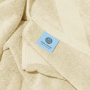 White Classic Luxury Cotton Washcloths | 12 Pack Luxury Bath Sheet | 2 Pack Bundle (Beige)