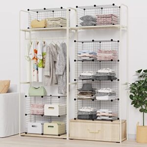 HOMIDEC Closet Organizer, 16 Wire Cube Storage Organizer DIY Bookcase Bookshelf, Metal Grids Storage Shelves for Office, Bedroom, Living Room, Modular Storage Cubes Unit