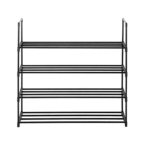 legendary-Yes 4-Tier shoe rack organizer storage bench stand for mens womens shoes closet with iron shelves holds up to 24 pairs