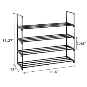 legendary-Yes 4-Tier shoe rack organizer storage bench stand for mens womens shoes closet with iron shelves holds up to 24 pairs