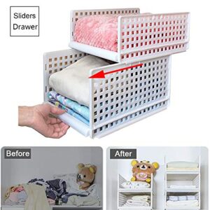 Yoillione White Wardrobe Closet Organizers Clothes Storage Organizer Wardrobe Shelve,Sinside Closet Organizer Container Closet Storage Drawers,Plastic Bathroom Kitchen Cupboard Organizer