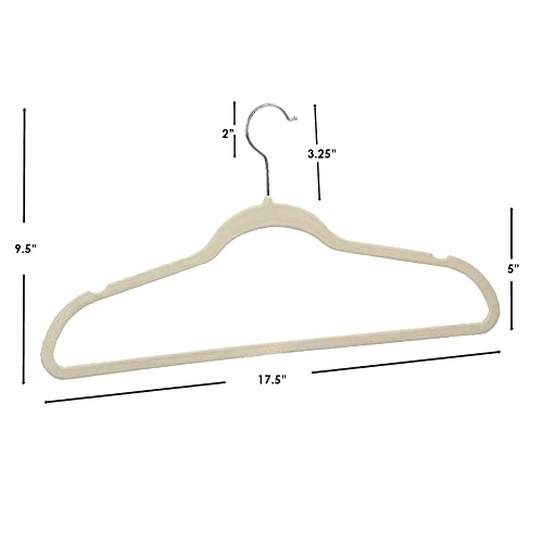 Velvet Slim Non-Slip Hangers (10 Pack) Ivory by Home Basics