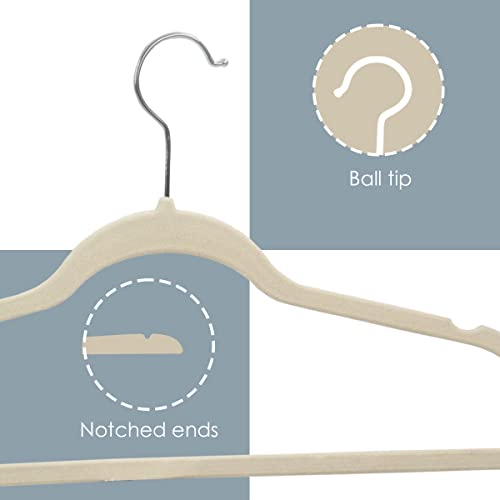 Velvet Slim Non-Slip Hangers (10 Pack) Ivory by Home Basics