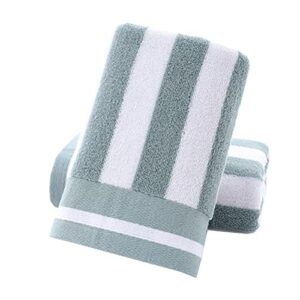 tinymumu hand towels set of 2 striped pattern 100% cotton absorbent soft towel for bathroom 13.4 x 29.1 inch (green)