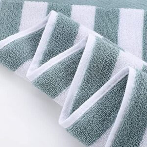 Tinymumu Hand Towels Set of 2 Striped Pattern 100% Cotton Absorbent Soft Towel for Bathroom 13.4 x 29.1 Inch (Green)