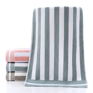 Tinymumu Hand Towels Set of 2 Striped Pattern 100% Cotton Absorbent Soft Towel for Bathroom 13.4 x 29.1 Inch (Green)
