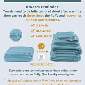 Towels for Bathroom,6 Pieces Gift Set,100% Cotton | Large | Soft | Quick Dry, 2 Bath towels 30×56inch, 2 Hand towels 18×28, 2 Wash Cloths 13×13,Dorm Bathroom Essentials, Teal | Aqua | Blue