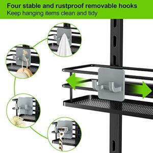 Orimade Adjustable Hanging Over the Shower Door Caddy with Hooks, Bathroom Organizer Shelf Storage Rack,No Drilling Rustproof Shower Basket for Inside Shower, Matt Black 3 Tier