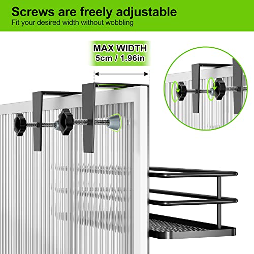 Orimade Adjustable Hanging Over the Shower Door Caddy with Hooks, Bathroom Organizer Shelf Storage Rack,No Drilling Rustproof Shower Basket for Inside Shower, Matt Black 3 Tier