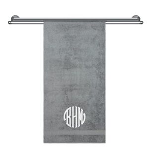 monogrammed bath sheet towels for bathroom, hotel, spa, pool, super soft, highly absorbent turkish towel 100% cotton oversized 40 x 80 extra large jumbo decorative personalized bath sheets, grey