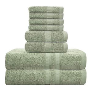 talvania bath towel set - luxury hotel bath towels 100% ring spun cotton 8 piece towel set; 2 bath towels, 2 hand towels and 4 washcloths perfect for bathrooms, guest room, spa or hotels (mint green)