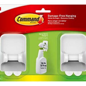 Command Large Organizing Caddy, Organize Damage-Free, Heavyweight Hanging up to 10lbs & Spray Bottle Hangers, 2 pack, 2 hangers, 4 large strips