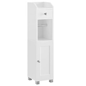 vasagle small bathroom storage cabinet, toilet paper holder with storage, toilet paper storage cabinet, bathroom organizer with adjustable shelf, water-proof feet, for small spaces, white ubbc846p31