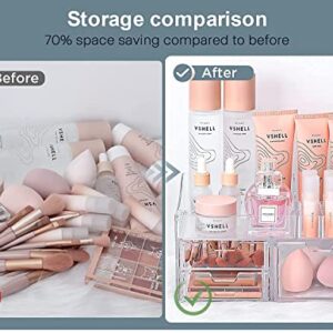 BREIS Makeup Organizer, Clear Acrylic Bathroom Organizers and Storage Box with Drawers for Vanity Skincare Beauty Countertop Desk, Cosmetic Display Case for Perfume Lipstick in Bedroom Dresser Top