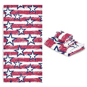 ALAZA American Star Flag Banner Towel Bathroom Sets 3 Piece Bath Towel Sets1 Bath Towel 1 Hand Towel 1 Washcloth Soft Luxury Absorbent Decorative Towels for Beach Gym Spa