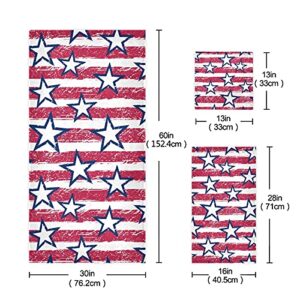 ALAZA American Star Flag Banner Towel Bathroom Sets 3 Piece Bath Towel Sets1 Bath Towel 1 Hand Towel 1 Washcloth Soft Luxury Absorbent Decorative Towels for Beach Gym Spa