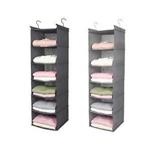 max houser 6 tier shelf hanging closet organizer, closet hanging shelf with 2 sturdy hooks for storage, foldable,grey and light grey
