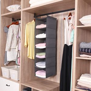 MAX Houser 6 Tier Shelf Hanging Closet Organizer, Closet Hanging Shelf with 2 Sturdy Hooks for Storage, Foldable,Grey and Light Grey