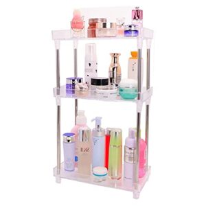 Bathroom Organizer Countertop, 3-Tire Skincare Organizers Vanity Tray Corner Shelf for Makeup Cosmetic Perfume, Multi-Functional Acrylic Organizer in Vanity Dresser Bathroom Kitchen Living Room etc.