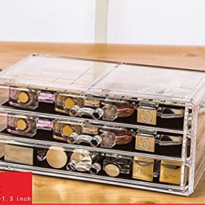 Cq acrylic Clear Makeup Storage Organizer Drawers Skin Care Large Cosmetic Display Cases Stackable Storage Box With 7 Drawers For Dresser,Set of 3