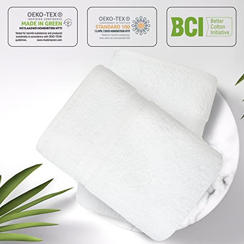 Infinitee Xclusives Premium White Bath Sheets – Pack of 2, 35x70 Inches Large Bath Sheet Towel + Hand Towels - Pack of 6 + Washcloths Set – Pack of 12