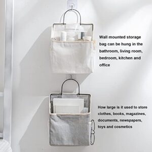 Wall Hanging Storage Bag (3 Pieces), Waterproof Hanging Bag Storage Wall Cotton & Linen Cloth Art Storage Bag, Student Dormitory Hanging Basket Bed Books Hanging Storage Bag for Store Clothes, Books