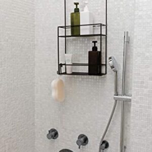 Umbra 023461-040 Cubiko Shower Caddy, Black Metal Shower Caddy Over the Shower Head